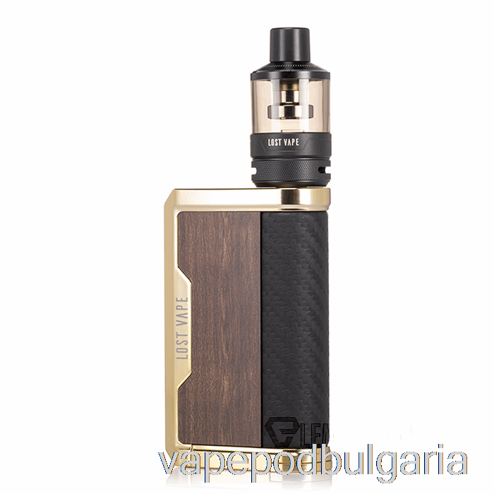 Vape 10000 Дръпки Lost Vape Centaurus Q200 Starter Kit [podtank] Gold Teakwood